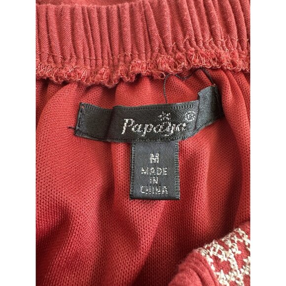 Papaya Strapless Maxi Dress Size M Crimson Red Embroidered Boho Charm Peasant - Picture 5 of 12